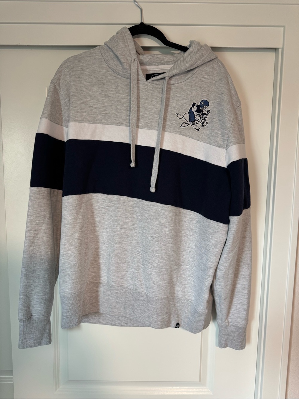 Dallas Cowboys Men's Grey and Navy Striped Pullover Hoodie
